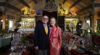 David Billings and Beverly Hall Billings in their home with collection